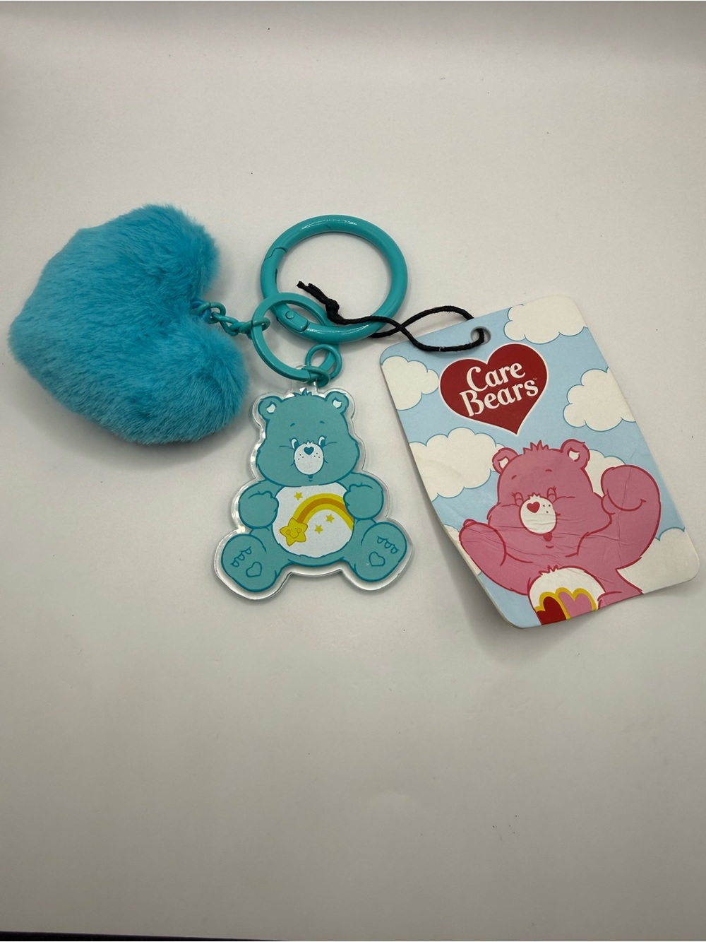 Care Bears Wish 2026 Keychain Bag Charm Furry Blue Heart Bullseye Playground